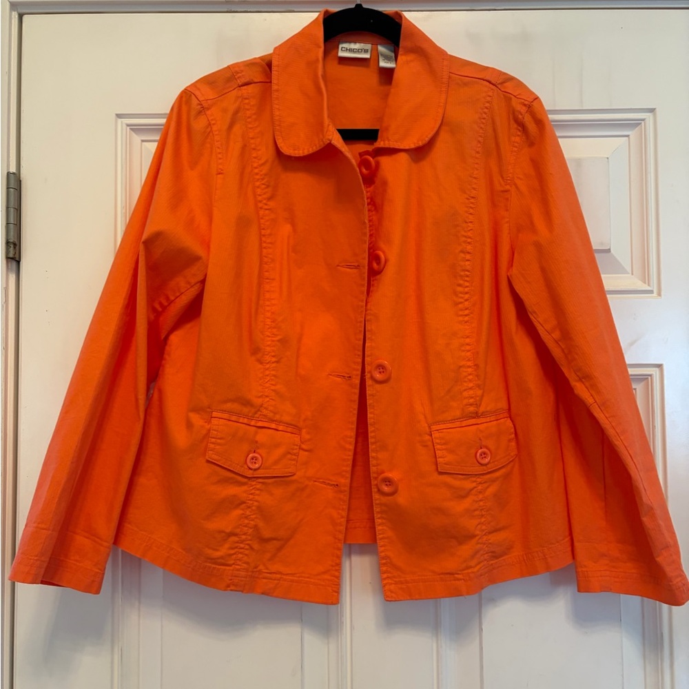 Chico's Vibrant Orange Utility Jacket